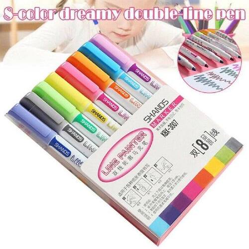Double Line Outline Metallic Markers Shimmer Paint Pens For