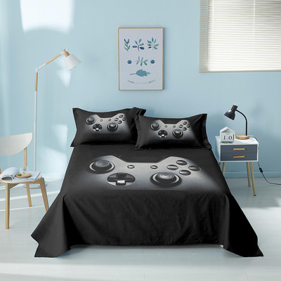 Game Handle Bed Sheet 3D Flat Sheet Sheet King Quee Size Bed