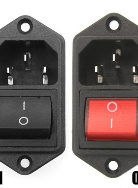 Push Button Swith IEC320 C14 AC Power Cord Inlet Socket Rece