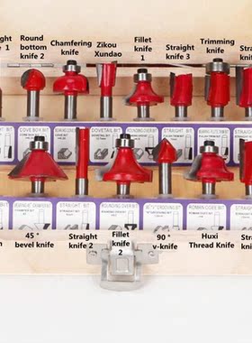 15pcs Router Bit Set Trimming Straight 1/4 Shank Woodworker