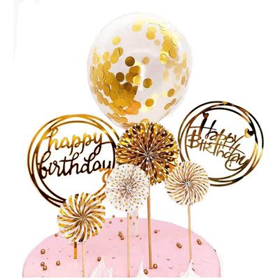 7pcs Birthday Cake Decorations Happy Birthday Acrylic Cake T