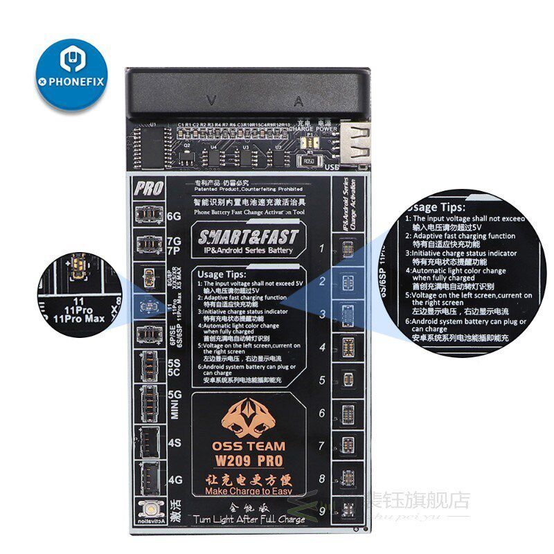W209 Pro 2-IN-1 Battery Quick Charging Activation Board Test