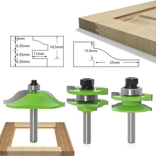 High quality 8mm Shank 3Pcs Big Cabinet Rail & Stile Ten