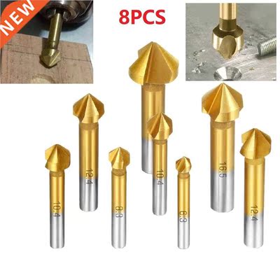 8pcs HSS Countersink Drill Bit Set 90 Degree Titanium Chamfe