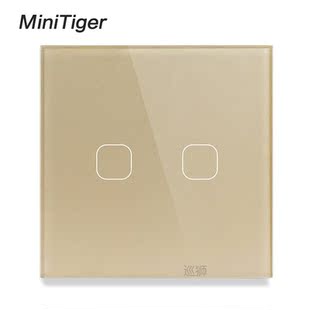 AC220V, 2 Gang 1Way Light Wall Touch Screen Switch EU standa