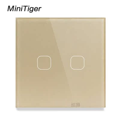 AC220V, 2 Gang 1Way Light Wall Touch Screen Switch EU standa