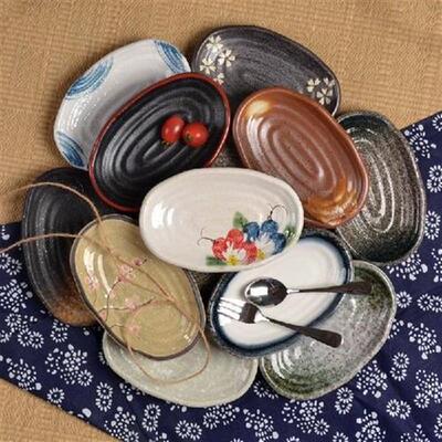 oval Sushi dish Japanese ceramic bone plate dinner dishes
