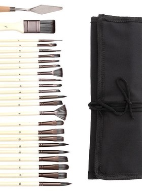 24 pcs/set Nylon Hair Wooden Handle Watercolor Paint Brush P