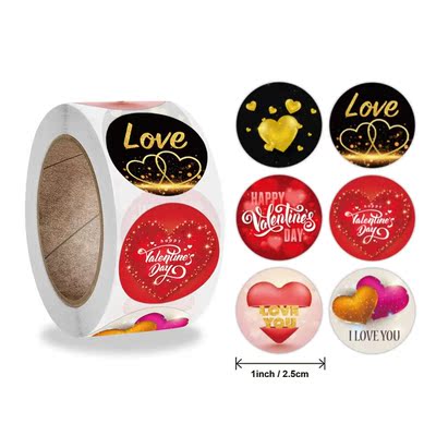 50-500pcs Happy Valentine's Day Sticker I LOVE YOU with