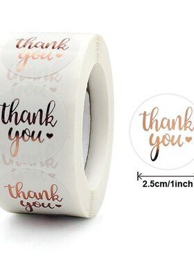 50-500PCS Round Gold Label Hot Stamping Thank You Sticker We