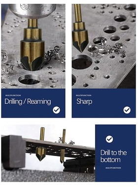 5Pcs/Set Industrial Countersink Drill Bit Tri-Flat Shank Qui