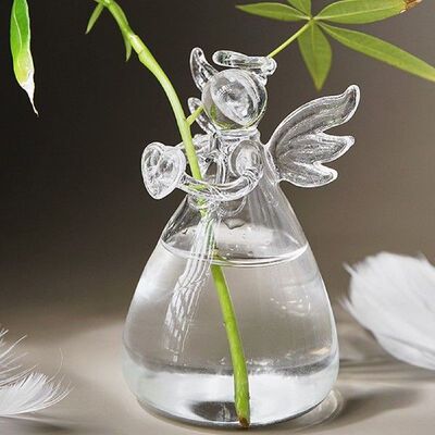 Angel Shaped Glass Vase Flower Plant Vase Flower Pot Glass