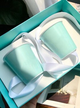 2PCS/SET Porcelain Mugs With Box and Bag Luxury Wedding Birt