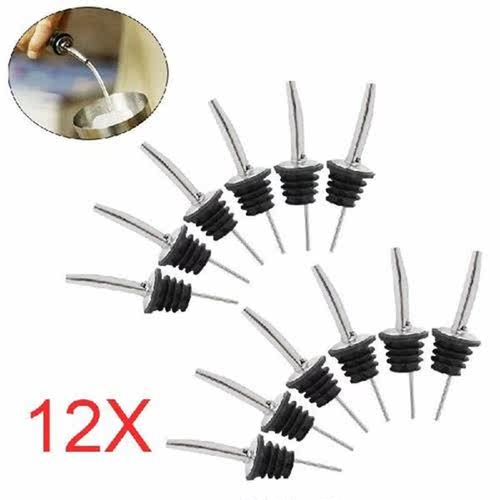 12Pcs Stainless Steel Wine Olive Oil Pourer With Stopper