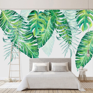 Photo Landscape Living Wallpaper Green Custom Leaves