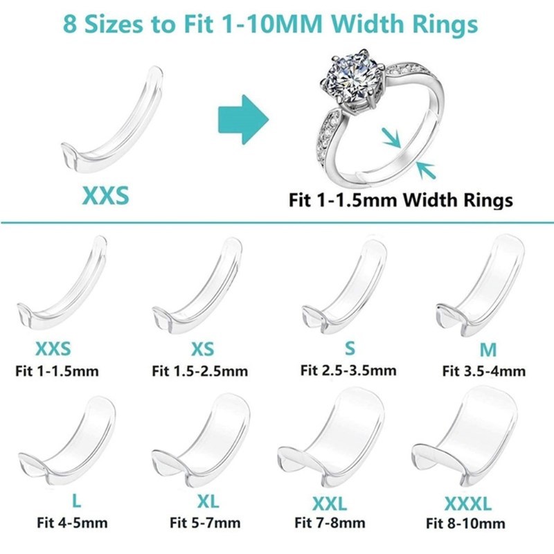 8 Sizes Silicone Invisible Clear Ring Size Adjuster Resizer