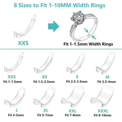 8 Sizes Silicone Invisible Clear Ring Size Adjuster Resizer