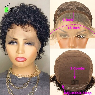 Short Curly Lace Front Wigs 13x1 Brazilian Water Wave Human