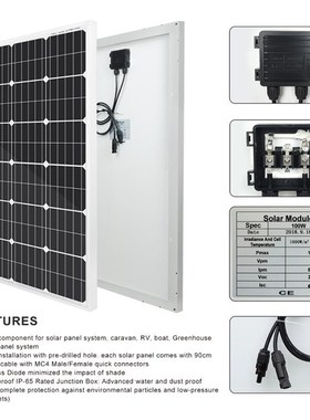 100W 200W 300W 400W 500W 600W 700W 800W 1KW Solar Panel for