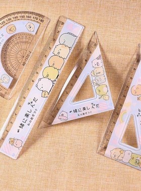 *4pcs/set Kawaii Cartoon Straight Triangle Ruler Protractor