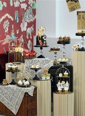 Vintage Black Gold Wedding Table Dessert Food Pastries