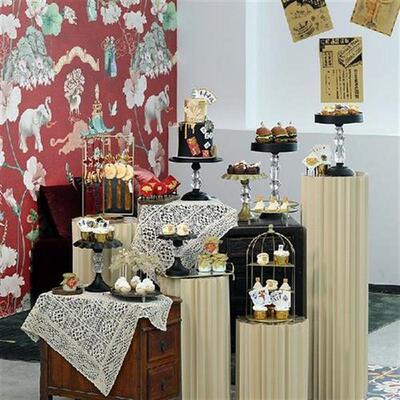 Vintage Black Gold Wedding Table Dessert Food Pastries