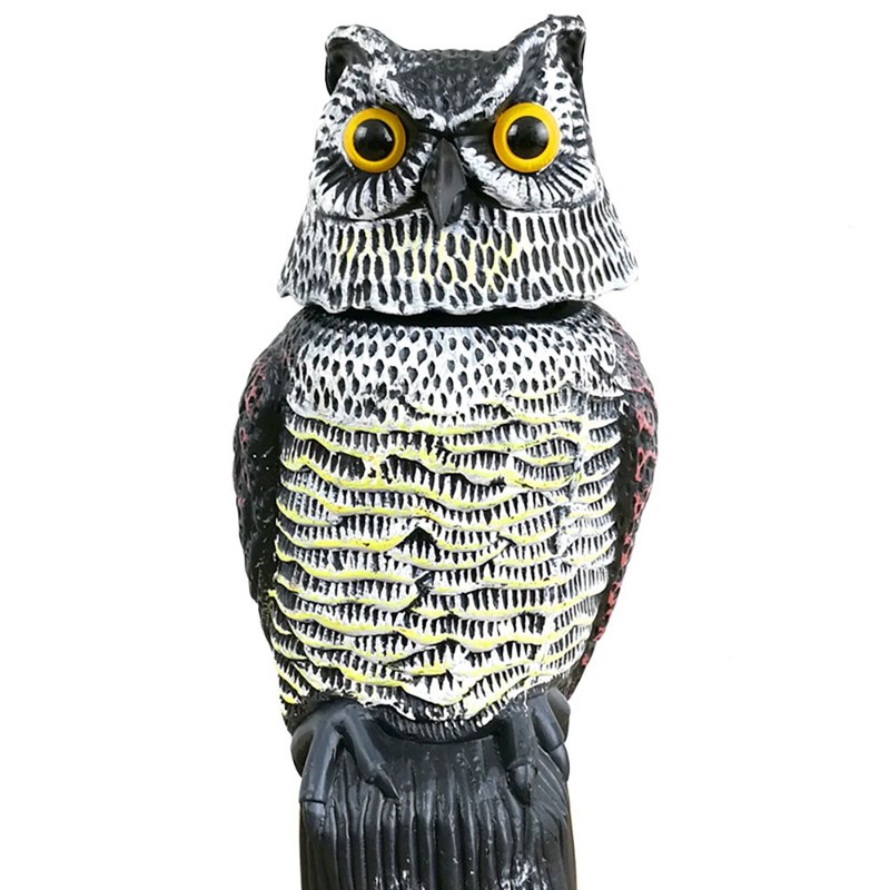 Bird Scarer Rotating Head Owl Decoy Protection Repellent Bir
