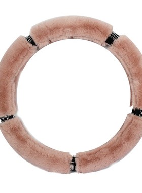 Winter Plush Steering Wheel Cover Diamond Crystal Auto Pink