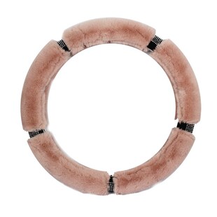 Winter Plush Steering Wheel Cover Diamond Crystal Auto Pink