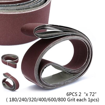 6Pcs 182CM 180/240/320/400/600/800 Grit Sanding Belts Sandpa