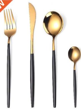 4pcs Dinnerware Cutlery Set Tableware Set Gold Cutlery