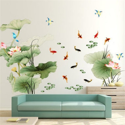 Wall Stickers Living Room Wallpaper Decorations Lotus Lotus
