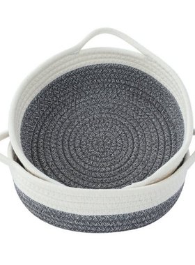 2-Pack Cotton Rope Baskets, Small Woven Storage Basket, Fabr