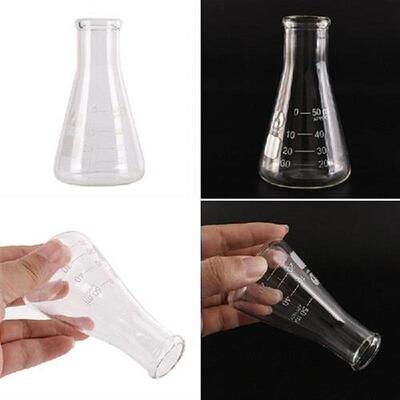 1PC 50ml Transparent Clear Lab Conical Flask Clear Glass