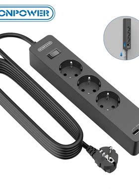 NTONPOWER USB Power Strip with 3M Extension Cord Wall Mount