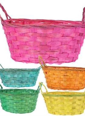 5 Pcs Round Easter Basket Woven Hamper Desktop Organizer