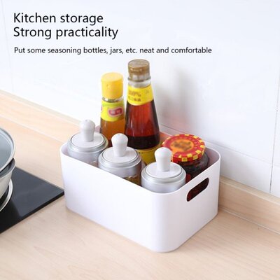 Plastic Storage Bins, Small Pantry Organizer Bins with Handl