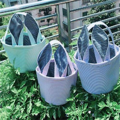 Easter Bags Bunny Ears Basket Candy Bag Gifts For Kids Tote