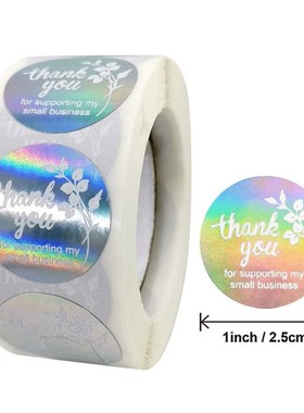 50-500pcs Silver thank you sticker for business package gift