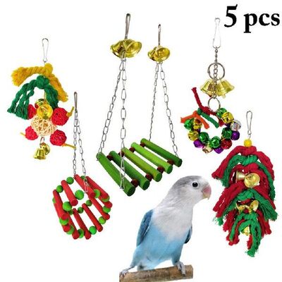 5pcs Bird Chew Toy Parrot Parakeet Budgie Cockatiel Cage