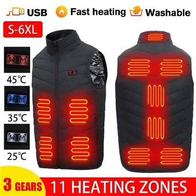 New 11 Heated Vest Zones Electric Heated Jackets Men Women