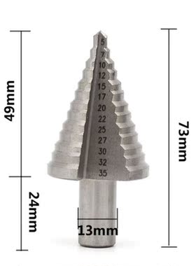 13 Step HSS Spiral Grooved Conical Cone Drill Bit Hole Cutte