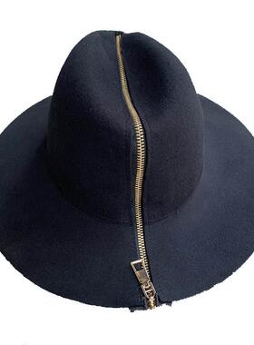 Zipper 2021 shallow fedora hat retro woolen hat ladies Europ