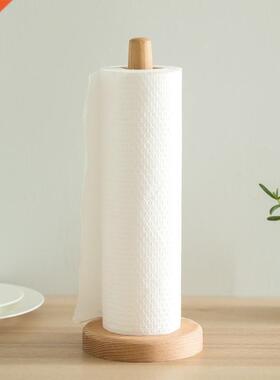 Kitchen Wooden Roll Paper Towel Holder Bathroom Tissue Verti