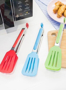 Stainless Steel Plastic Food Tongs BBQ Clip Bread Serving To
