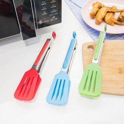 Stainless Steel Plastic Food Tongs BBQ Clip Bread Serving To