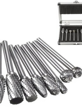 8Pcs 1/4 Shank Double Cut Carbide Rotary Burr Die Grinder Gr