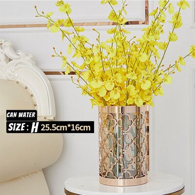 luxury metal Glass Vase ornat American style household style