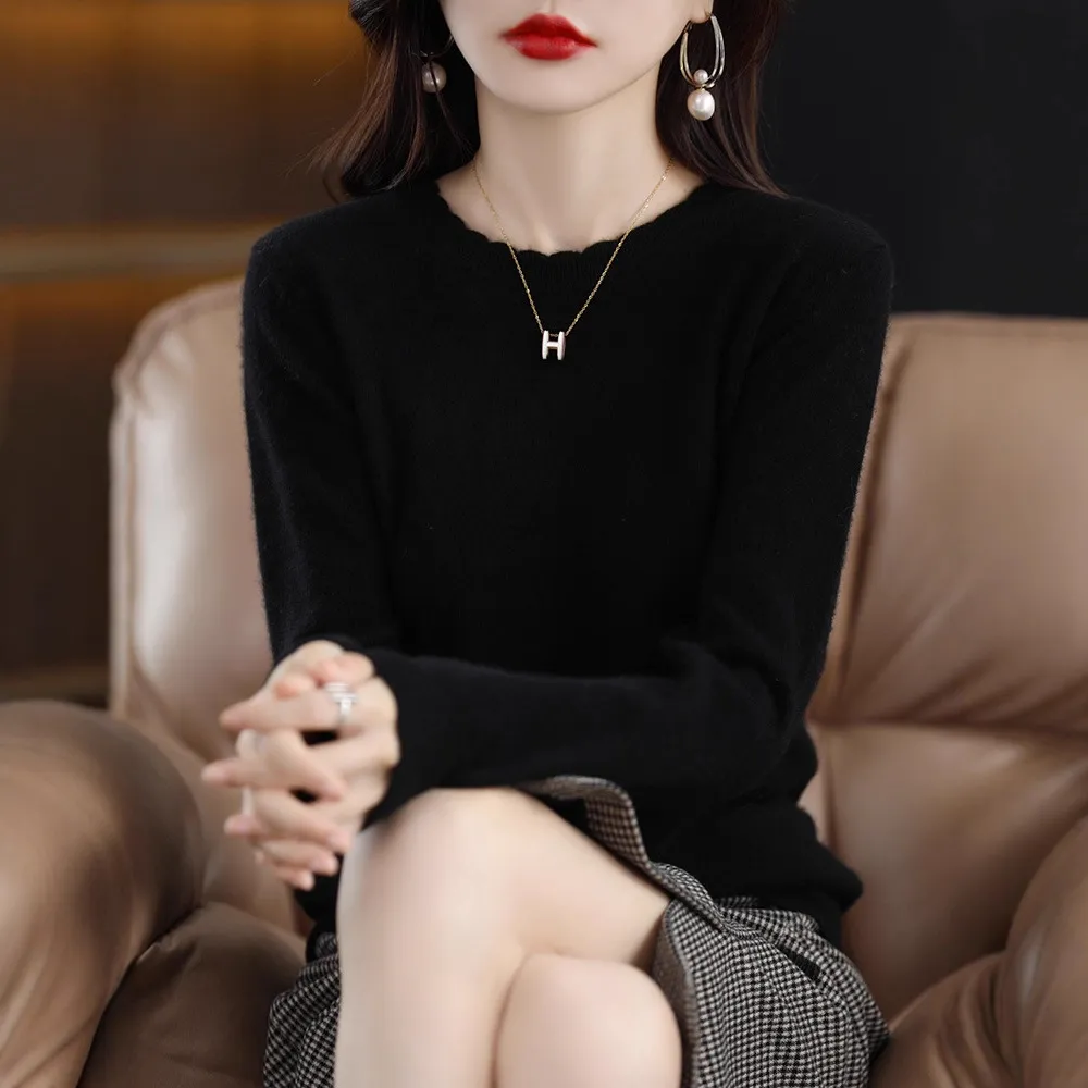 软糯洋气百搭圆领打底衫薄款针织衫2025春季新款宽松内搭低领毛衣