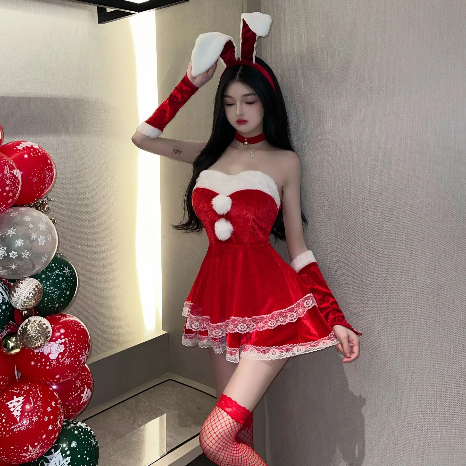 爆款新款圣诞节服装性感跨年圣诞服装 兔女郎服装舞台表演装现货